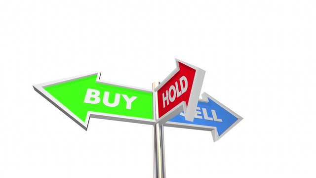 Buy Sell Hold Stocks Investment Decision Signs 3d Animation