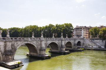 Fototapeta premium St. Angelo Bridge and Tiber river in Rome