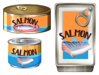 Salmon meat in aluminum cans