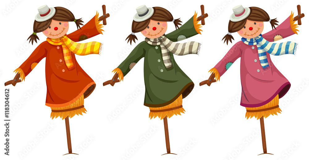 Canvas Prints three scarecrows in woman clothes