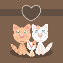 Кошки семья поздравительная открытка