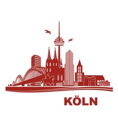 Köln Panorama Skyline Wandtatoo Sehenswürdigkeiten Kölner Dom Hohenzollernbrücke Rathaus Triangle Stadtansicht Städtetour Tourismus