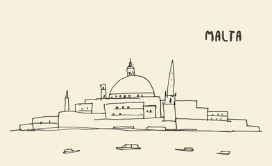 Sketch Malta view vector illustration drawn.