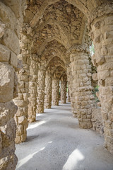Colonnade of park Guell in Barcelona