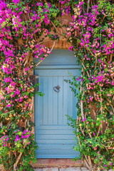 door in the Provencal village Grimaud, France