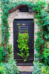 green entwined door in Saint-Paul-de-Vence, Provence, France