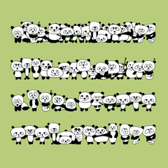 Fototapeta premium Funny panda family for your design