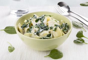 Pappardelle with spinach and ricotta.