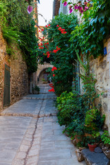 Fototapeta na wymiar alley in the Provencal village Grimaud, France