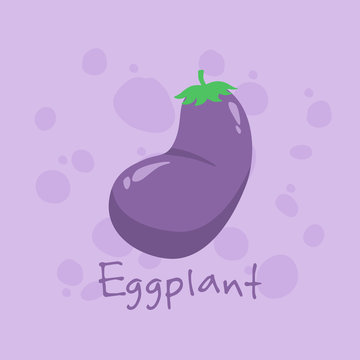 Eggplant vegetable vector illustration isolated on purple background.