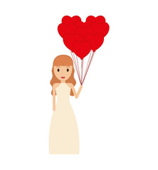 woman female dress heart balloons avatar person people icon. Isolated and flat illustration. 