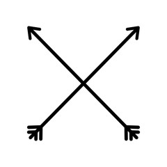 arrow cross feather vintage icon. Isolated and flat illustration. 