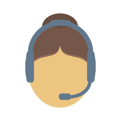 operator assistant woman headphone call center technical service icon. Isolated and flat illustration