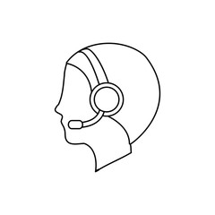 operator assistant man headphone call center technical service icon. Isolated and flat illustration