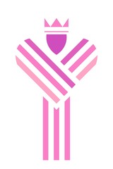 Pink angel or queen icon. Isolated on white background