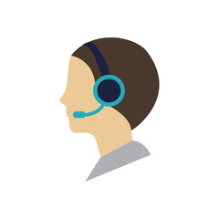 operator assistant man headphone call center technical service icon. Isolated and flat illustration