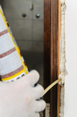 Installing door unit.