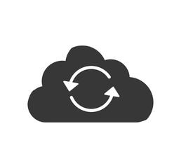 cloud computing arrow communication silhouette icon. Isolated and flat illustration