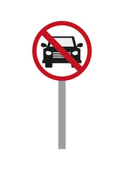 flat design car restriction street sign icon vector illustration