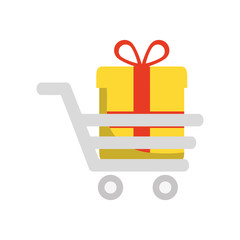 gift cart present bowtie red ribbon icon. Isolated and flat illustration