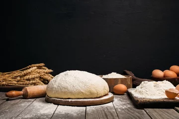 Zelfklevend Fotobehang Fresh yeast dough for baking pizza or bread © kucherav
