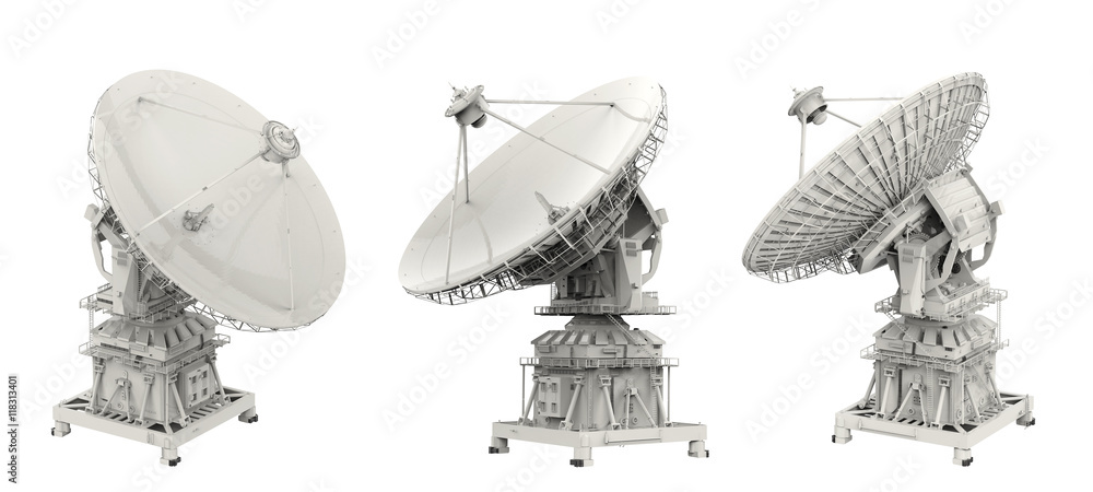 Wall mural satellite dish isolated on white