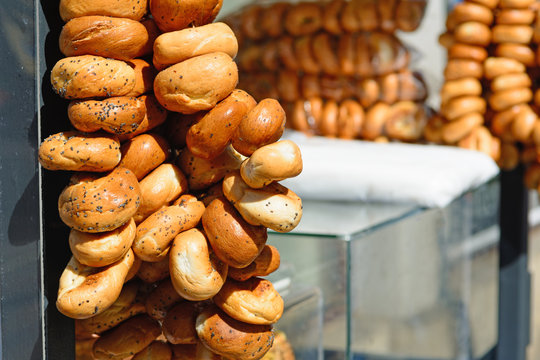 The Obwarzanek - traditional Cracovian bagel with poppy. Polish food.