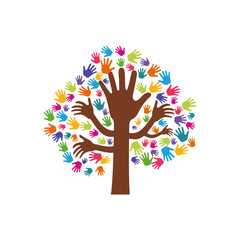 human hand tree gesture shape icon. Isolated and flat illustration. Vector graphic