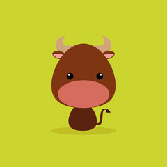 Cute Cartoon Wild bull