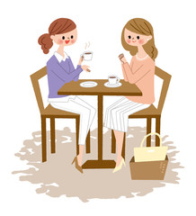カフェでまったりする女性たち