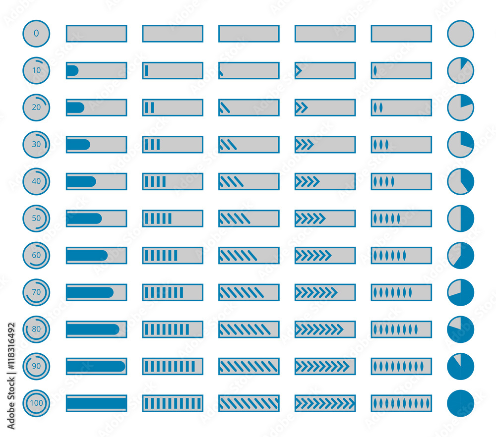 Poster progress bars, preloaders vector collection