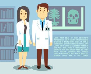 Doctor and hospital nurse vector healthcare medical concept background