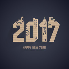 Typography cardboard design for new year 2017