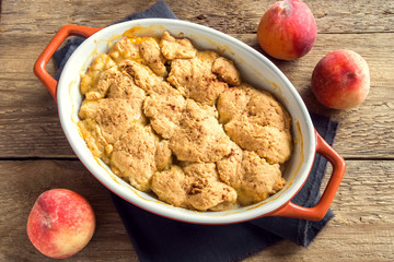 Homemade peach cobbler