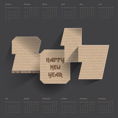 Typography cardboard design for new year calendar 2017