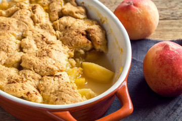 Homemade peach cobbler