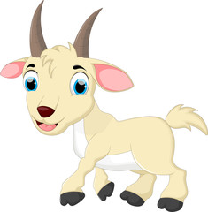 Cute goat cartoon posing