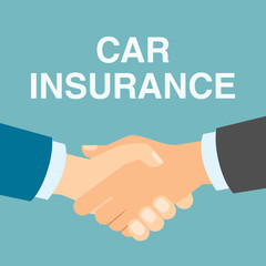 Car insurance handshake. Insurance service, protection and safety guaranteeing.
