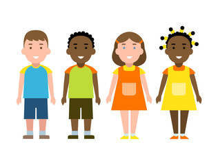 Smiling funny children set. Happy children are ready for school or kindergarten.