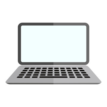 Isolated simple laptop on white background. Blank screen.