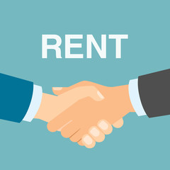Rent deal handshake. Renting real estate like car or house. Good realtor and client.
