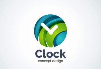 Clock logo template, time management business concept