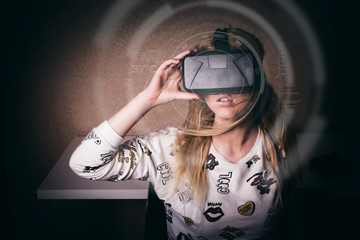 girl playing in virtual reality