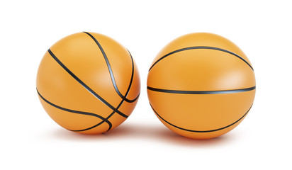 Orange Basketball ball on a white background 3d Illustrations