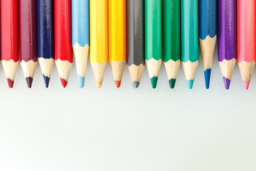 Colorful Multi-Color Of Pencil / Colorful Multi-Color Of Pencil Isolated On White Background.