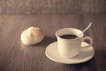 Fresh coffee and cheese bread