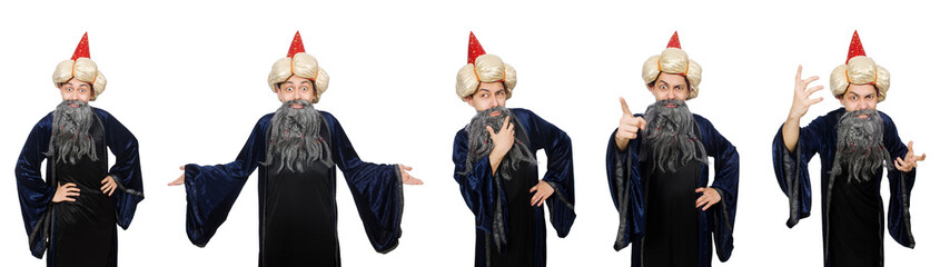 Funny wise wizard isolated on the white