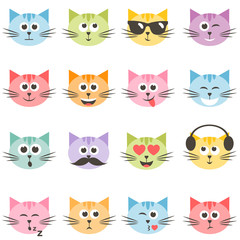 Fototapeta premium cute colorful cat faces set