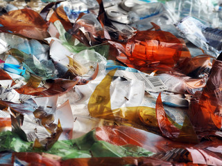 Plastic and paper trash background