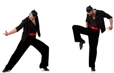 Spanish dancer in various poses on white
